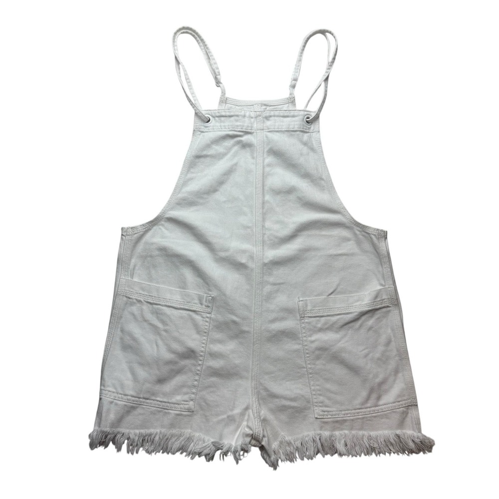 Aerie Overall Shorts Women's Small White Denim Short Beachy Boho Romper Straps